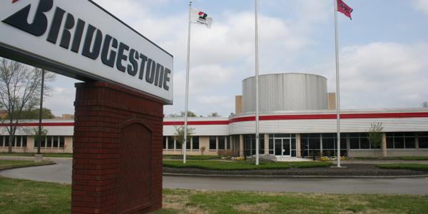 a building with flags in front of it